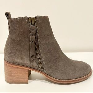 ⭐️BP Grey Suede Side Zip Stack Heel Booties 7.5